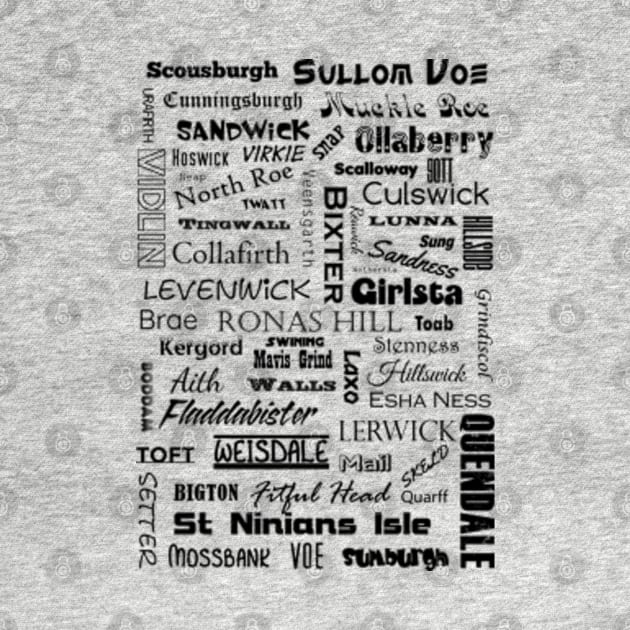 Shetland Mainland Place Names by Avalinart